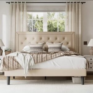 Tufted Upholste Platform Bed Frame, 152., , Modern Design