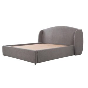 Modern Upholste Platform Bed Frame with Curved Headboard, Fabric