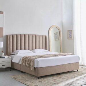 Modern Channel Tufted Bed Frame, Upholste Platform Bed with Headboard,