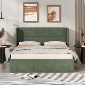 Upholste Platform Bed with Hydraulic Storage, Fabric, Modern Design