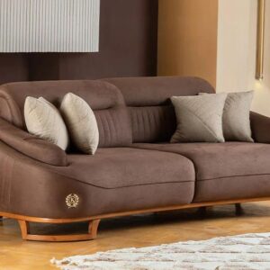 Modern 3-Seater King Sofa, Fabric Upholstery, Solid Wood Frame, Width