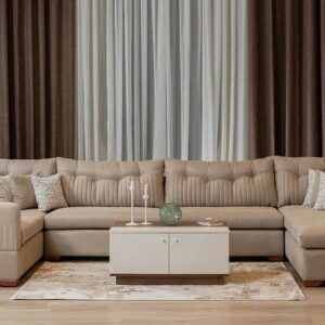 Modern Sectional Corner Sofa, Wide, Natural Beech Wood Frame