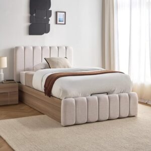 Modern Channel Tufted Platform Bed with Upholste Headboard